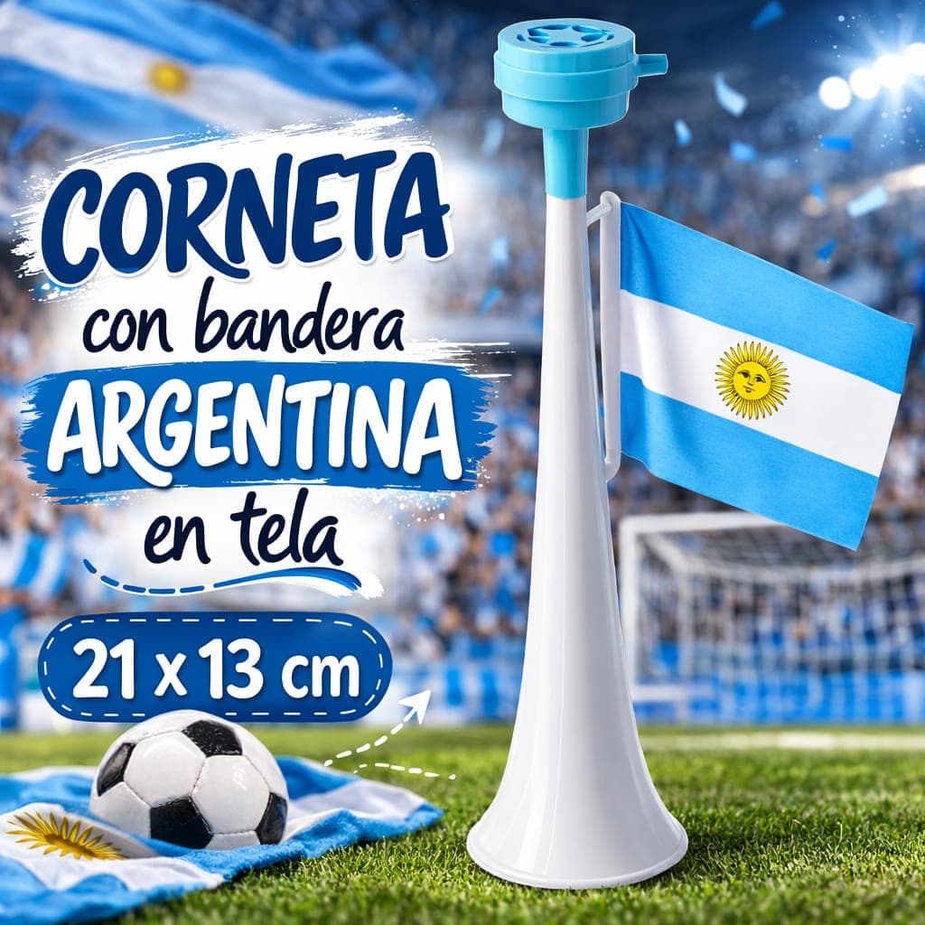 Corneta con bandera argentina