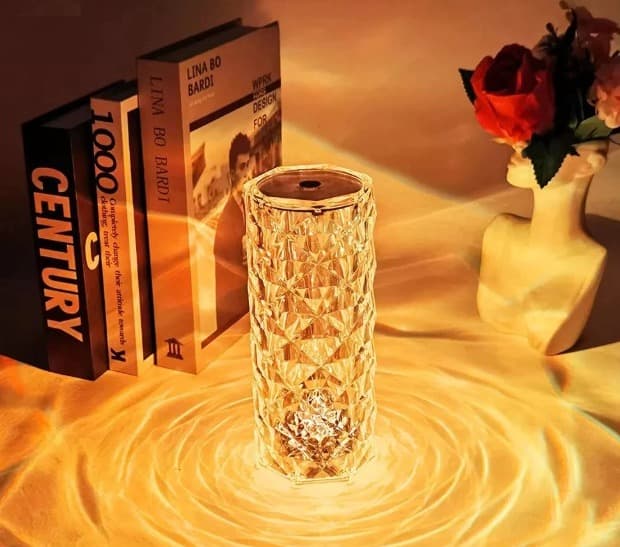 Velador Lámpara Recargable Diamond Rose Led Con Control