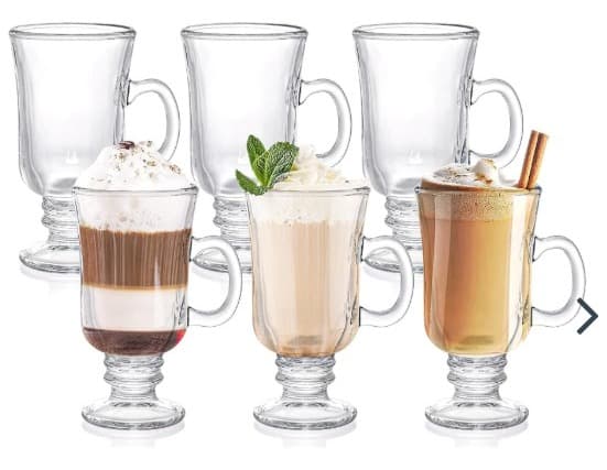 SET DE 6 TAZA CAFE IRLANDES DE VIDRIO