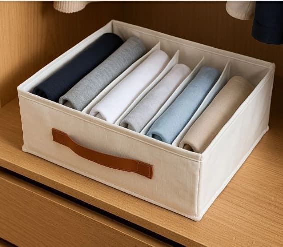 ORGANIZADOR PLEGABLE 6 ESPACIOS BLANCO CON MANIJA MARRON